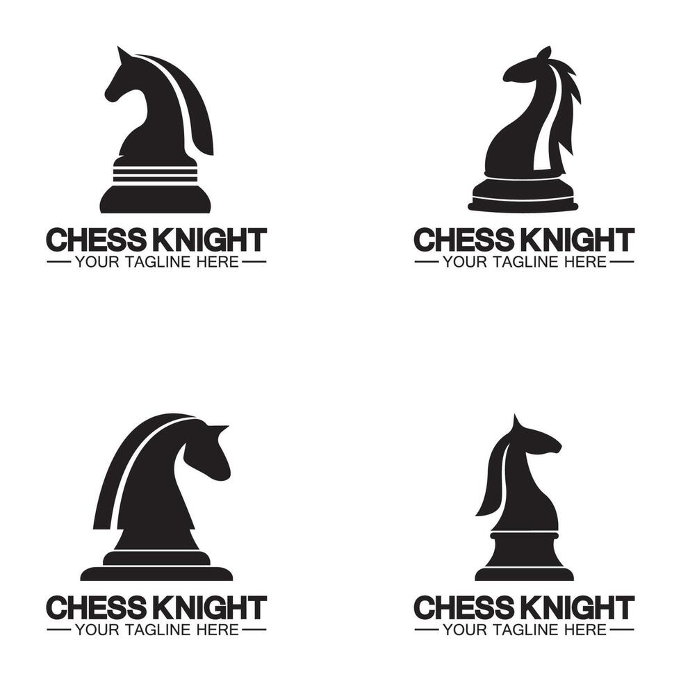 modelo de vetor de design de logotipo de silhueta de cavalo cavaleiro de xadrez preto