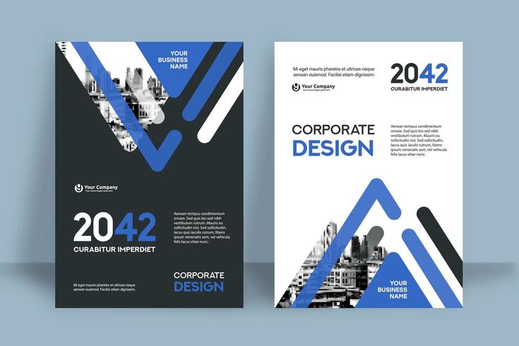 Modelo de Design de capa de livro de negócios de fundo cidade vetor