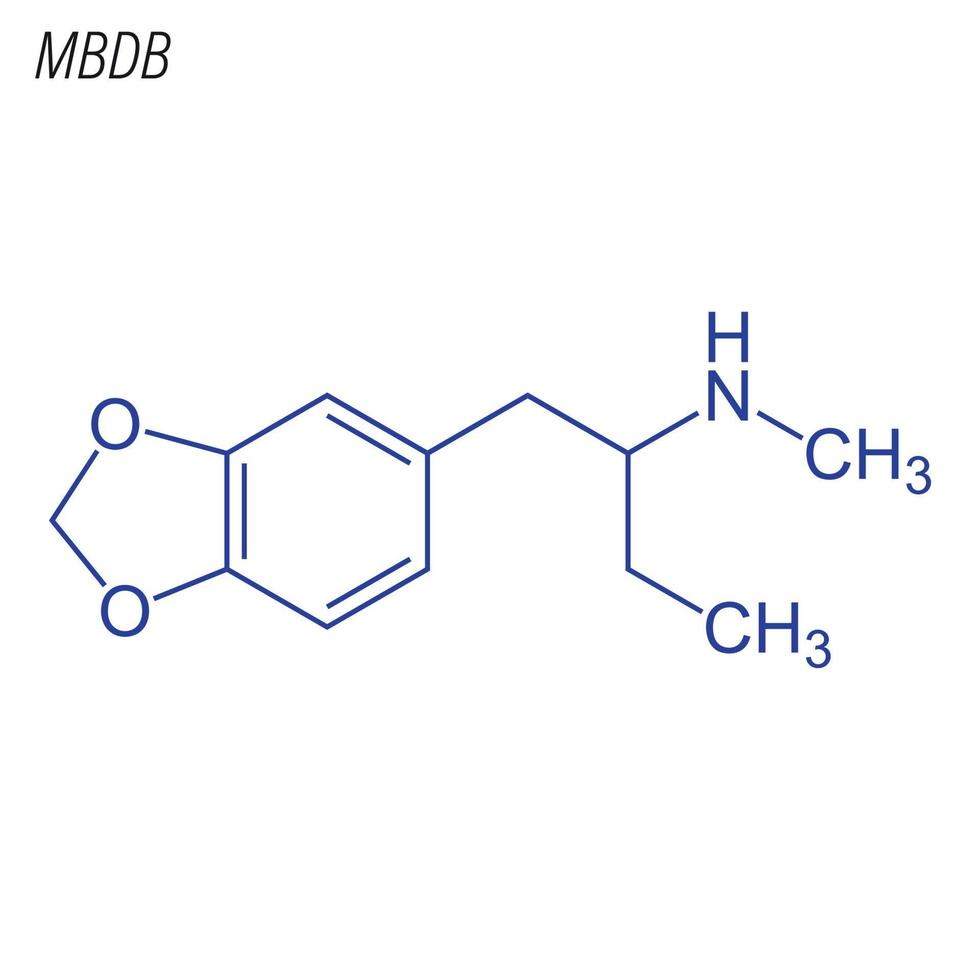 fórmula esquelética vetorial de mbdb. molécula química da droga. vetor