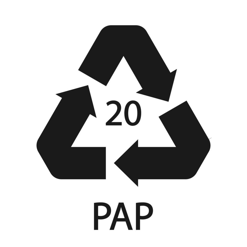 reciclagem de papel símbolo pap 20. ilustração vetorial vetor