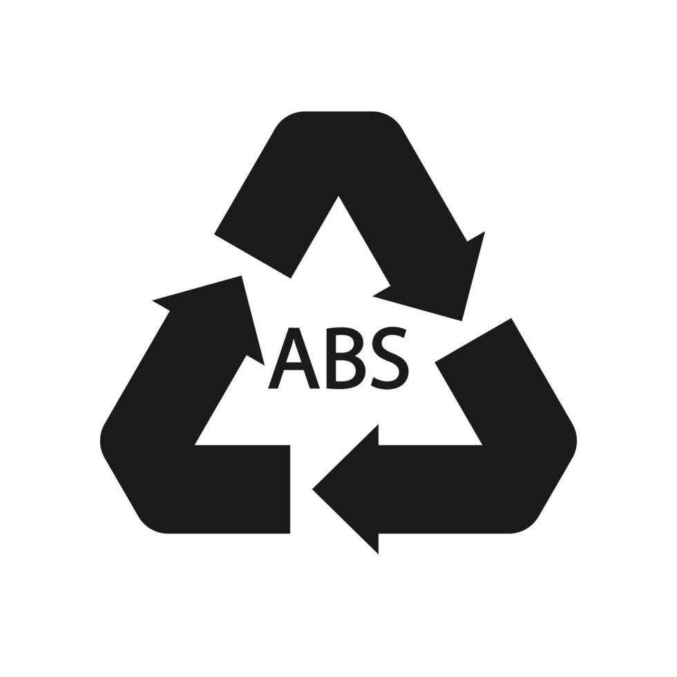ícone de vetor de abs 9 de símbolo de reciclagem de plástico. código de reciclagem de plástico abs.