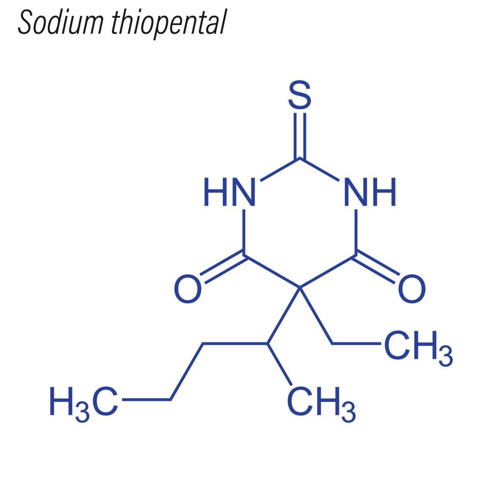 fórmula esquelética vetorial de tiopental sódico, toupeira química de droga vetor