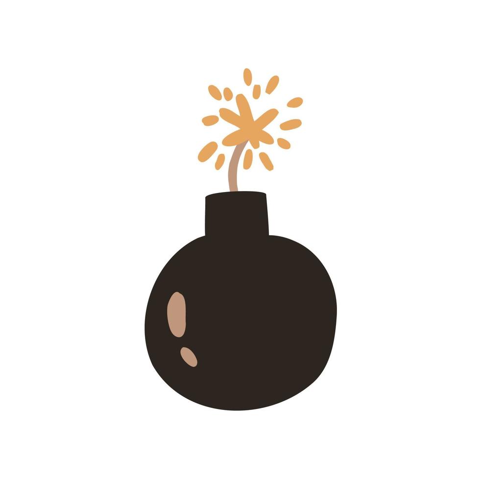 uma bomba com um fusível queimado. ilustração vetorial desenhada à mão plana vetor