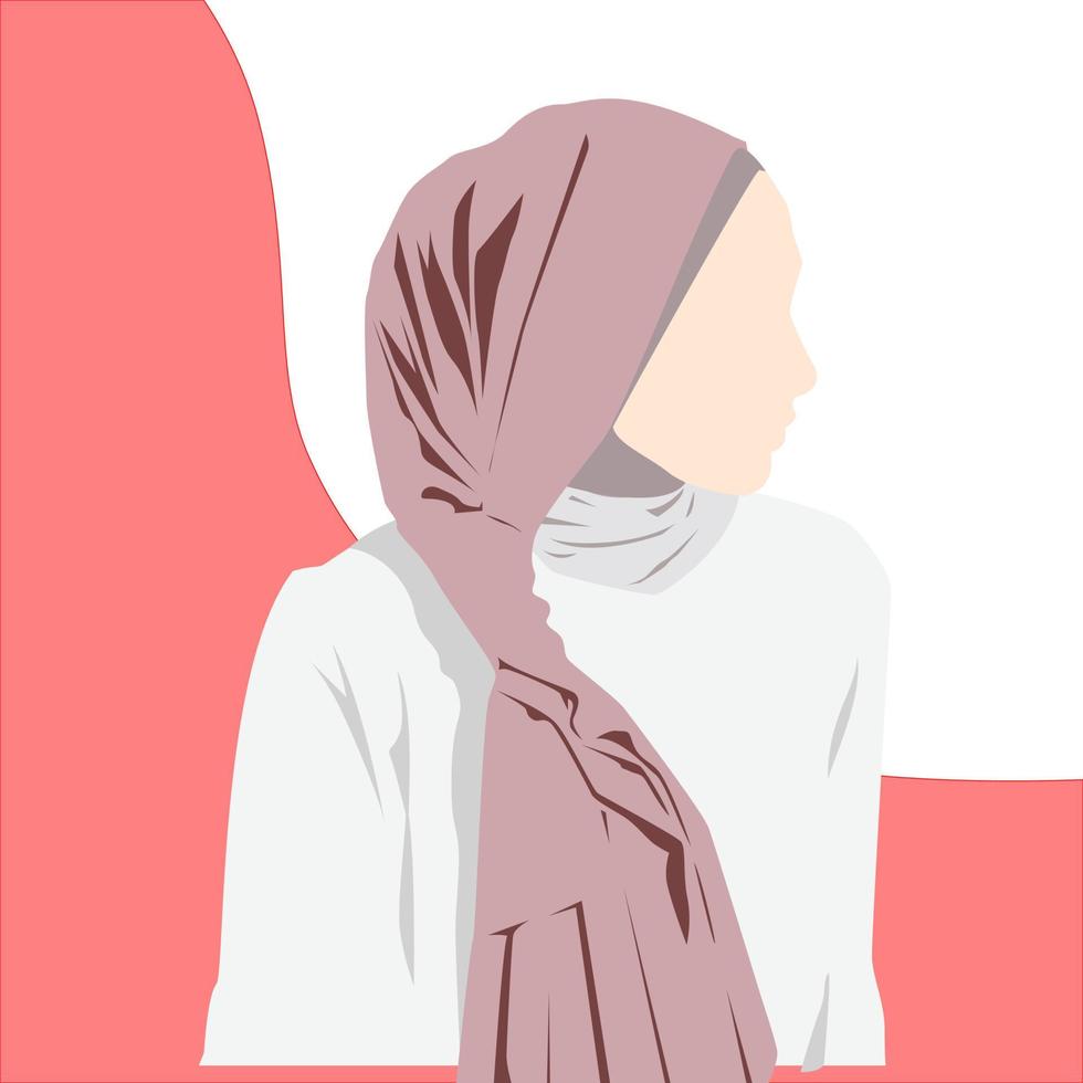 ilustração de estilo simples de linda mulher muçulmana usando hijab vetor