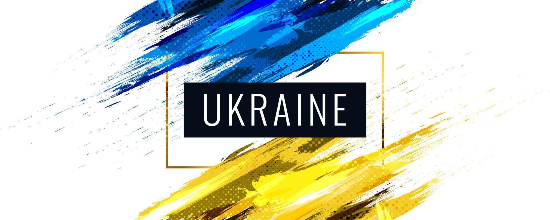 bandeira da ucrânia com conceito de pincel. bandeira da ucrânia em estilo grunge. reze pela Ucrânia. bandeira de pincel pintado à mão do país da ucrânia vetor