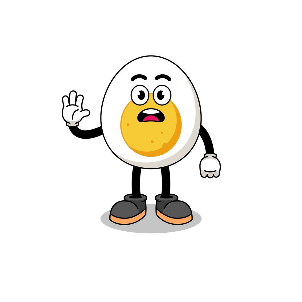 ilustração de desenho animado de ovo cozido fazendo a mão de parada vetor