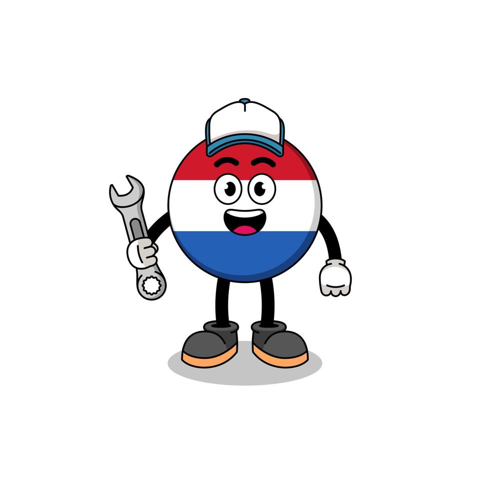 desenhos animados de ilustração de bandeira holandesa como mecânico vetor