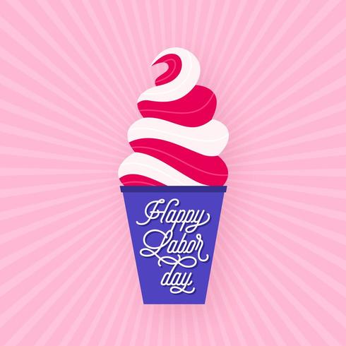 Feliz Dia do Trabalho Lettering On Ice Cream vetor