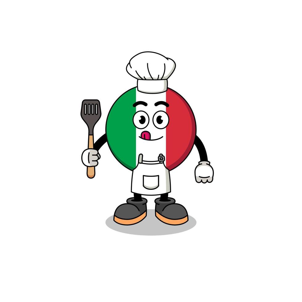 ilustração de mascote do chef de bandeira da itália vetor