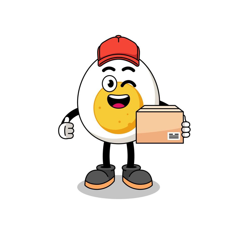 desenho de mascote de ovo cozido como mensageiro vetor