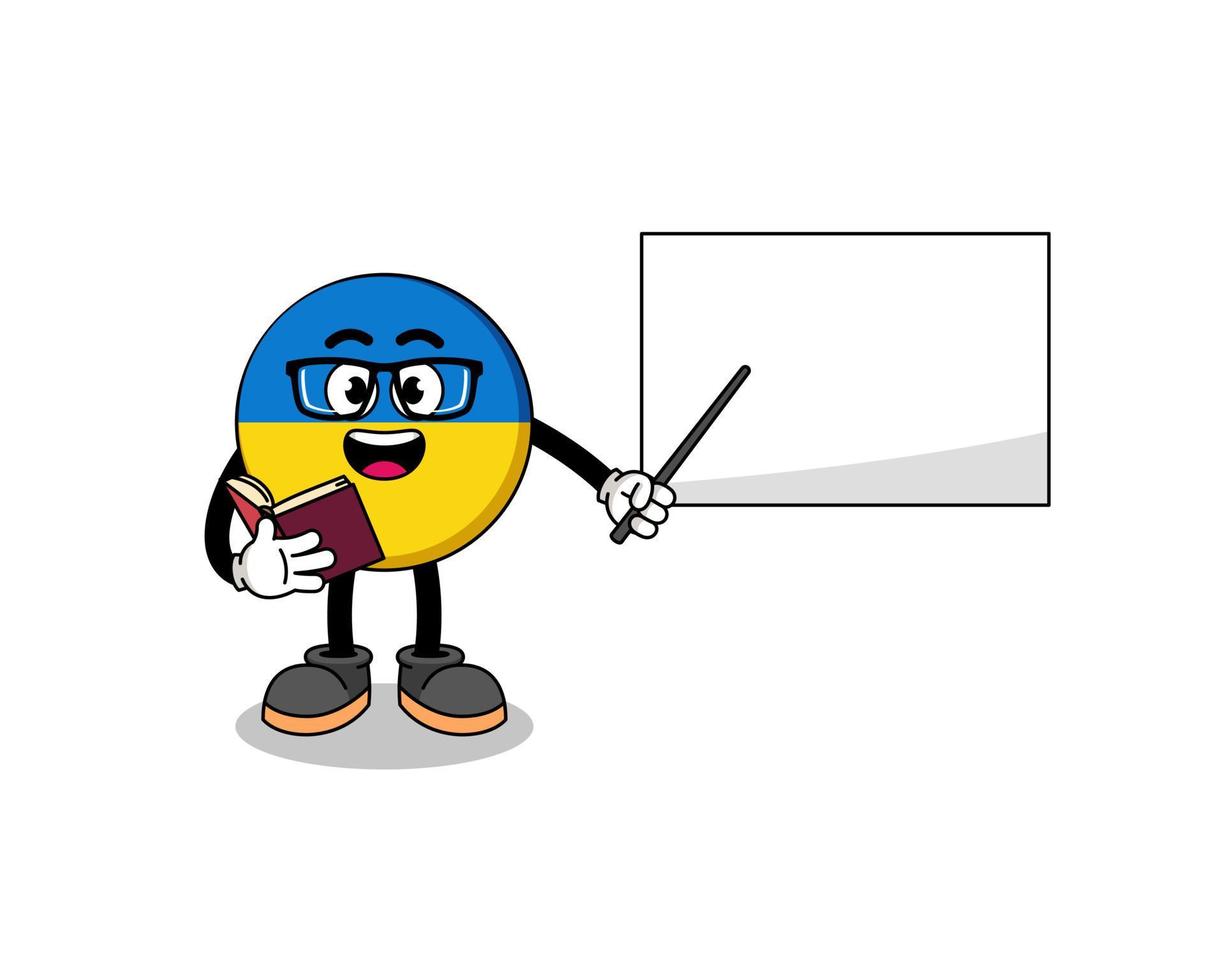 desenho de mascote do professor de bandeira da ucrânia vetor