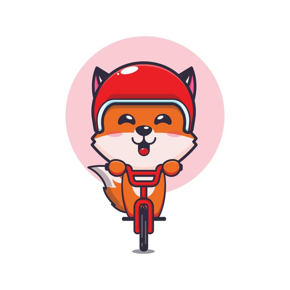 personagem de desenho animado de mascote de raposa fofa passeio de bicicleta vetor