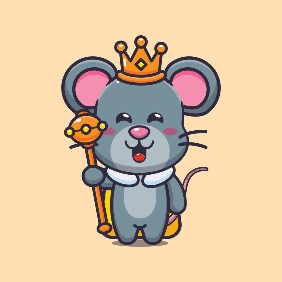 ilustração em vetor de desenho animado rei rato fofo