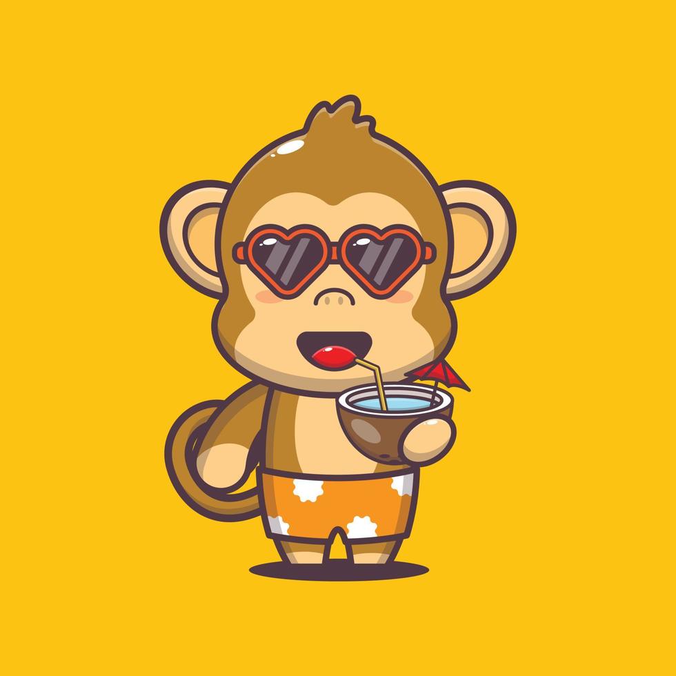 personagem de mascote de desenho animado de macaco fofo bebe coco vetor
