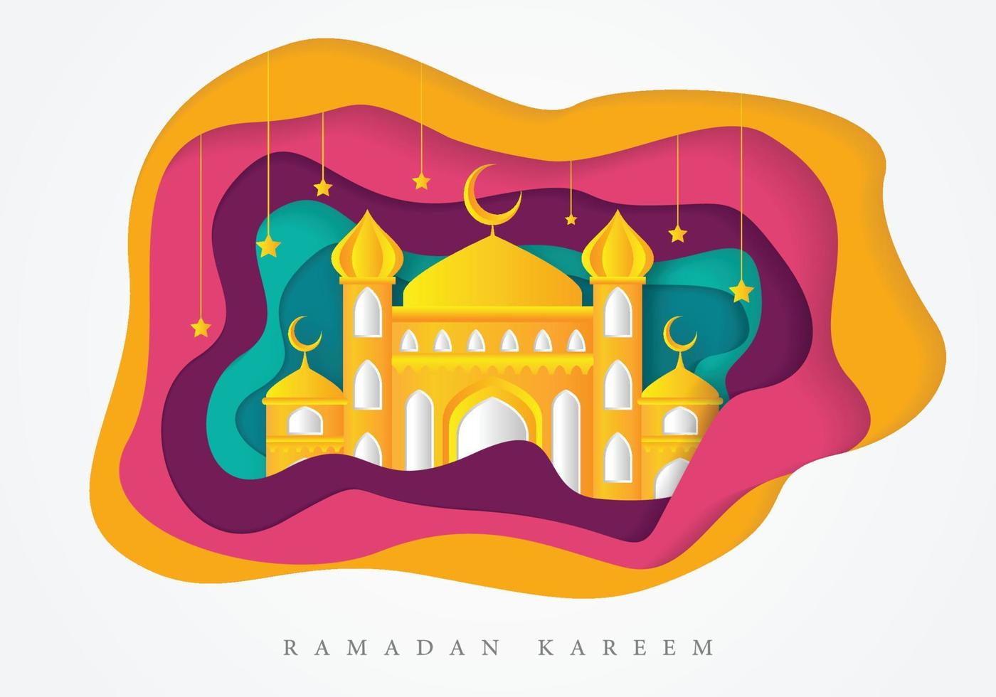 fundo islâmico ramadan kareem com mesquita e vetor de design de estilo de conceito islâmico eps 10, eid mubarak, hari raya, eid fitr, eid adha, hajj, umrah