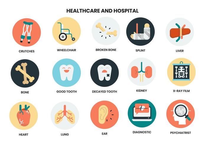 Ícones de hospital e saúde vetor