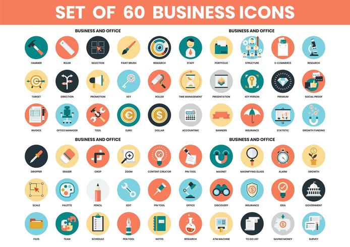 Conjunto de ícones de negócios e escritório vetor