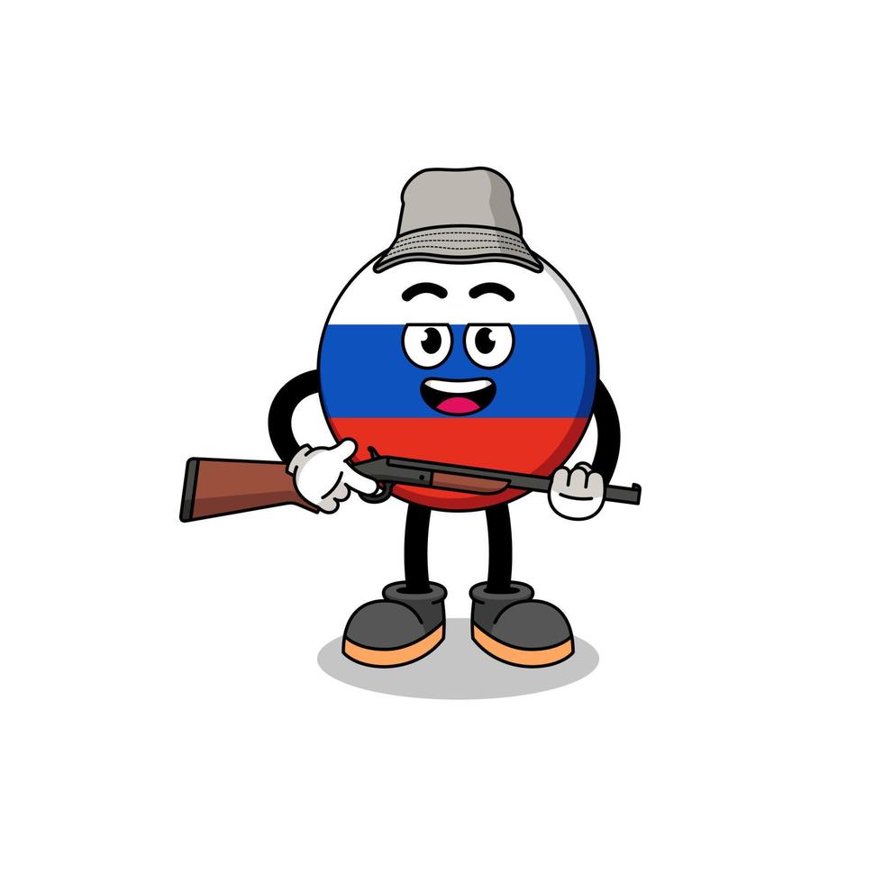 ilustração dos desenhos animados do caçador de bandeira da rússia vetor