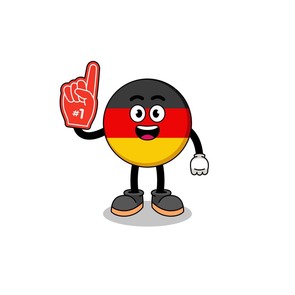 mascote dos desenhos animados da bandeira alemã número 1 fãs vetor