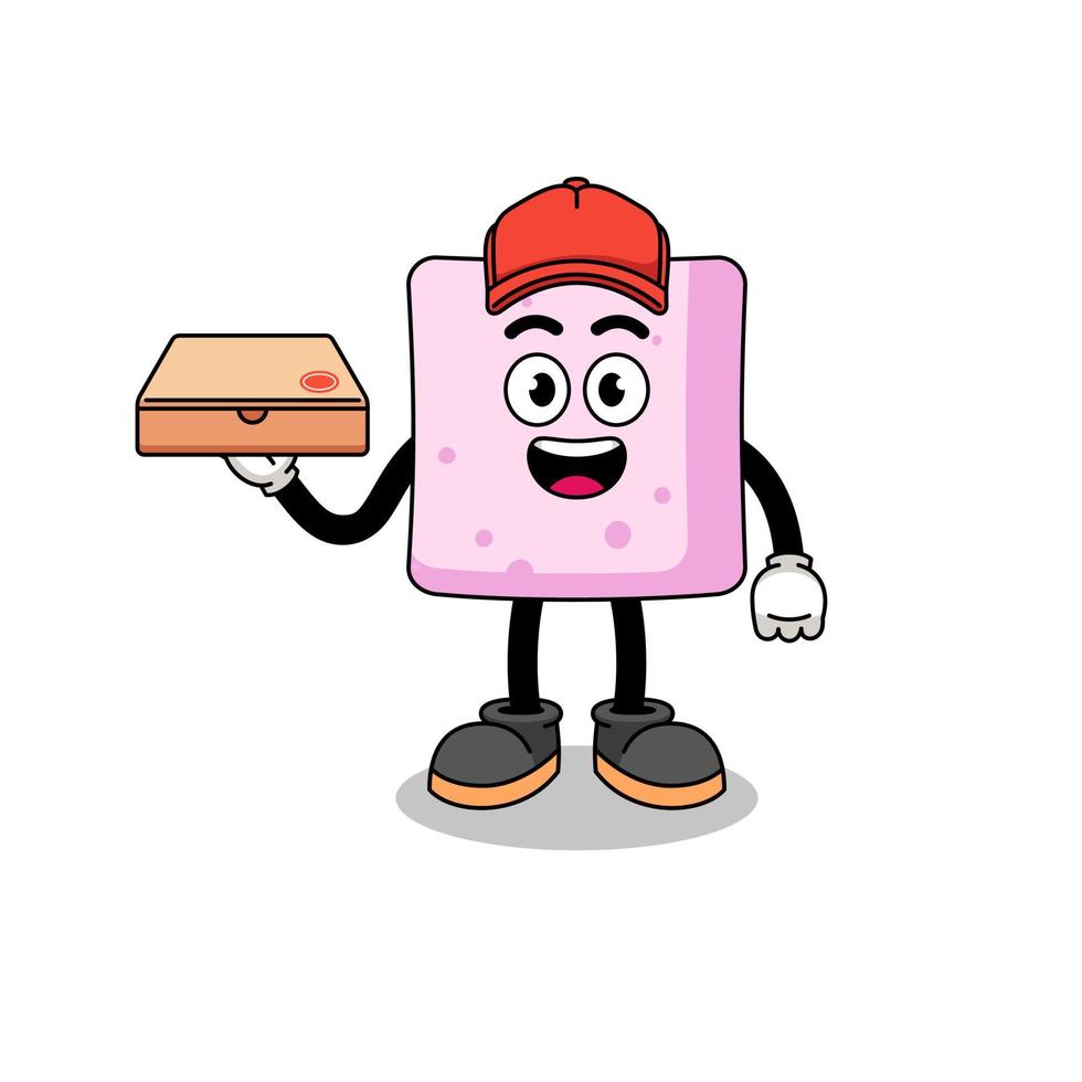 ilustração de marshmallow como entregador de pizza vetor