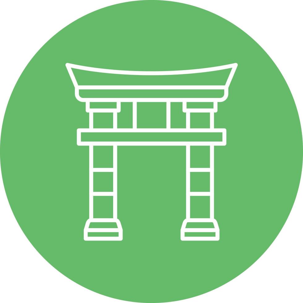 ícone de fundo do círculo de linha de portão torii vetor