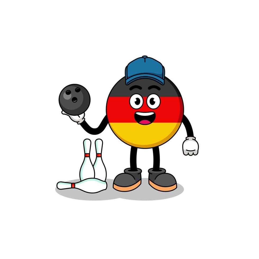 mascote da bandeira da alemanha como jogador de boliche vetor
