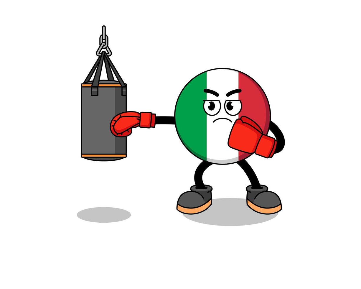 ilustração do boxeador de bandeira da itália vetor