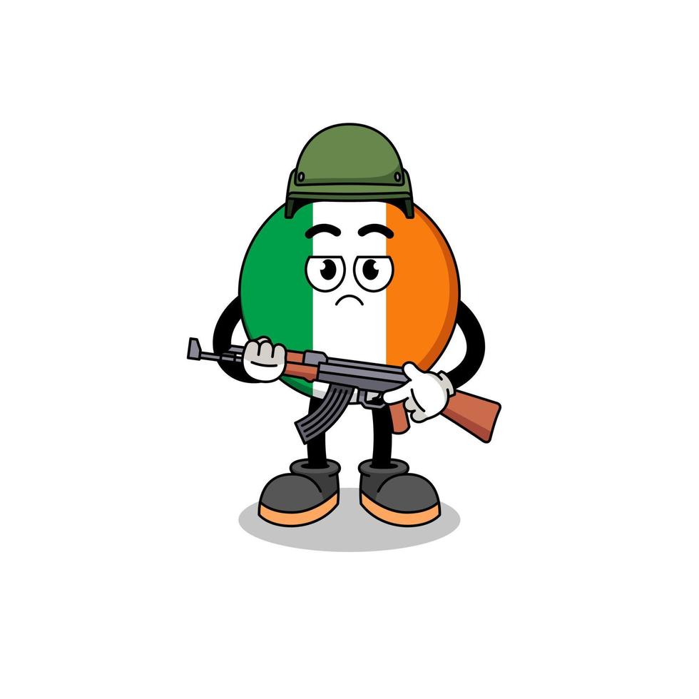 desenho animado do soldado da bandeira da irlanda vetor