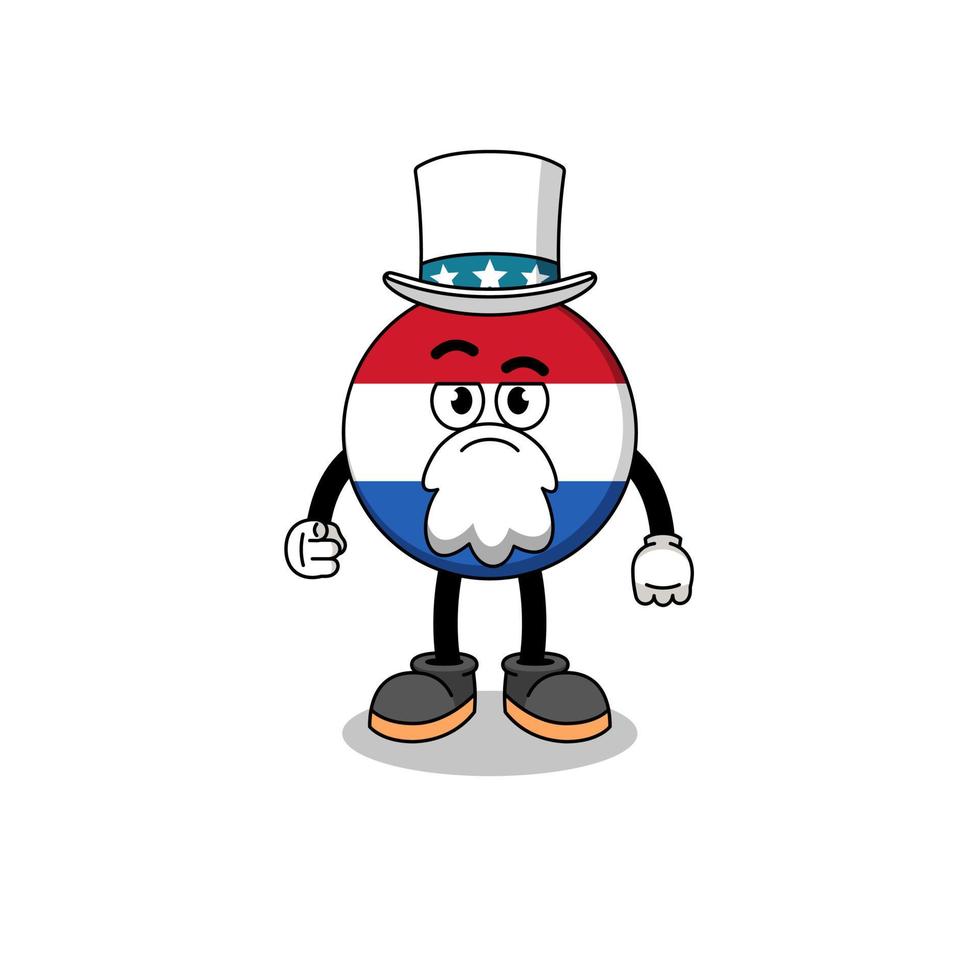 ilustração de desenho animado de bandeira holandesa com eu quero você gesto vetor