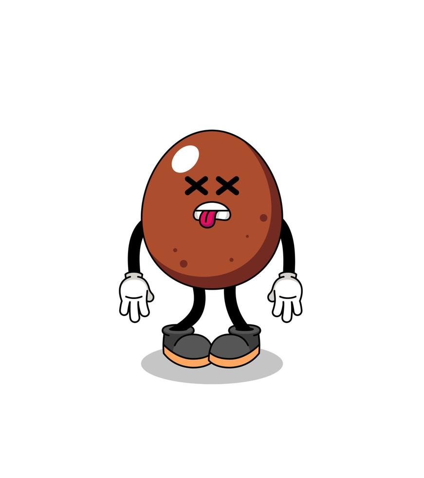 a ilustração de mascote de ovo de chocolate está morta vetor
