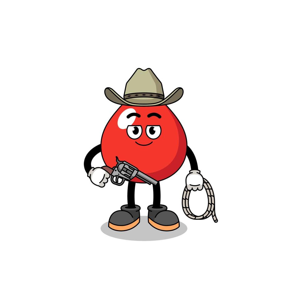 personagem mascote de sangue como um cowboy vetor