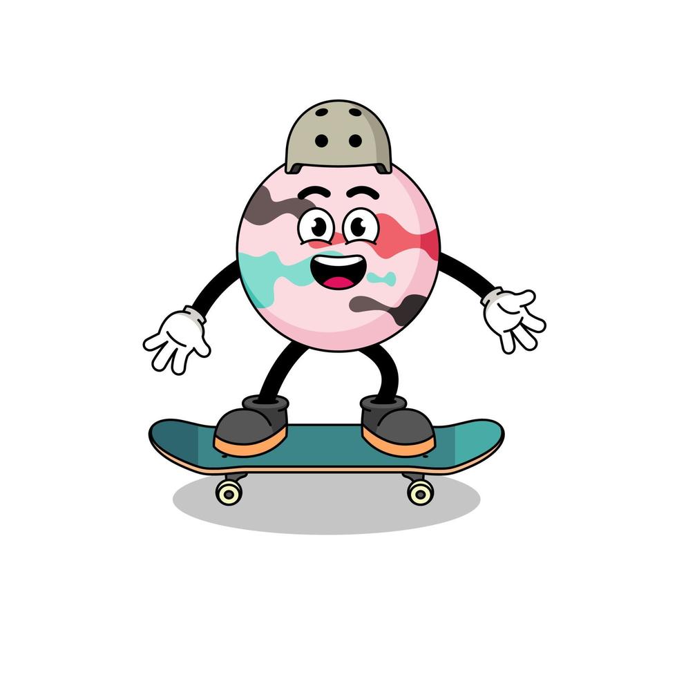 mascote de bomba de banho jogando um skate vetor