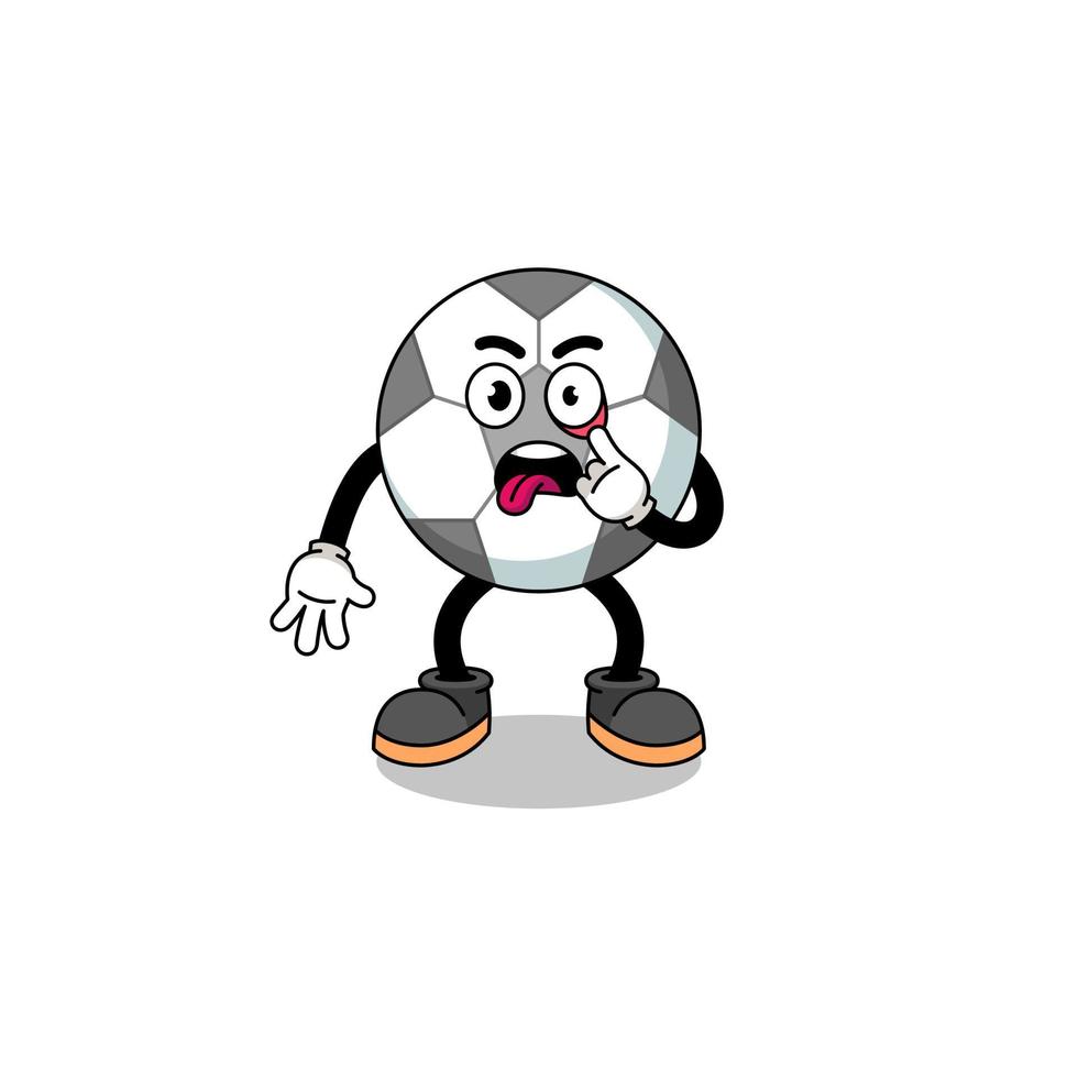 ilustração de personagem de bola de futebol com a língua de fora vetor