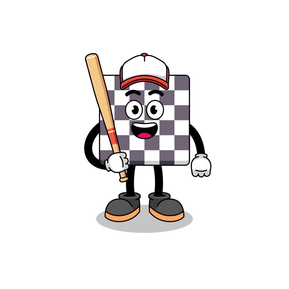 desenho de mascote de tabuleiro de xadrez como jogador de beisebol vetor