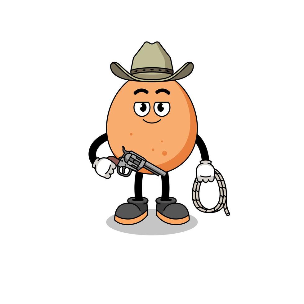personagem mascote de ovo como cowboy vetor