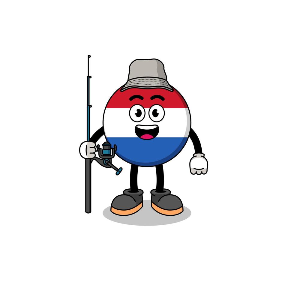 ilustração de mascote do pescador de bandeira da holanda vetor