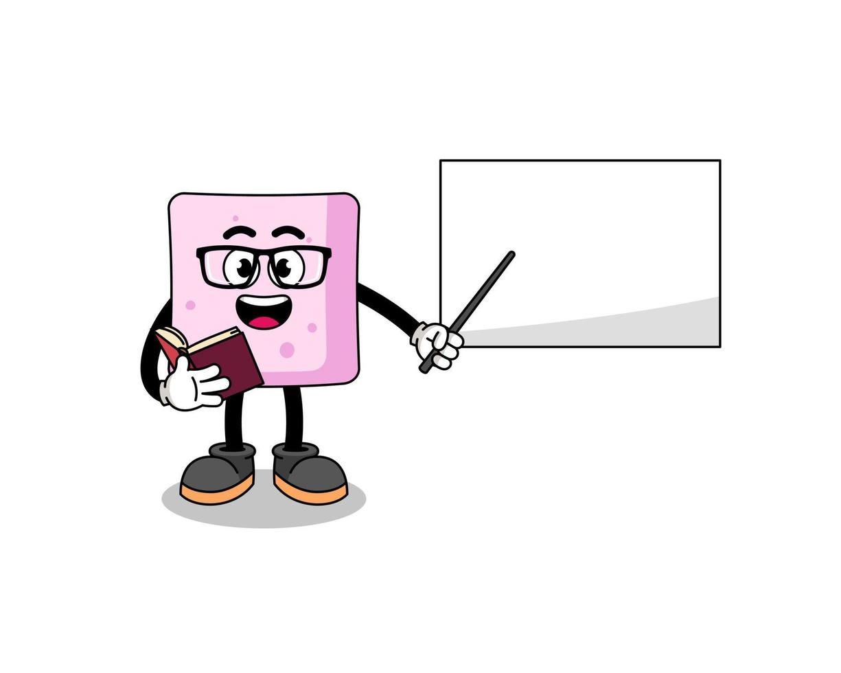 desenho de mascote do professor de marshmallow vetor