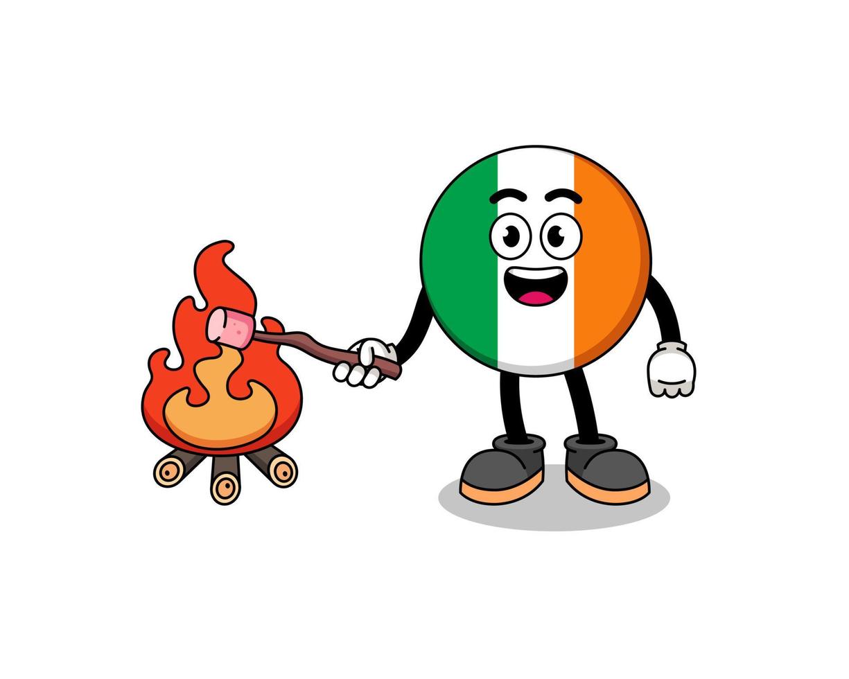 ilustração da bandeira da irlanda queimando um marshmallow vetor