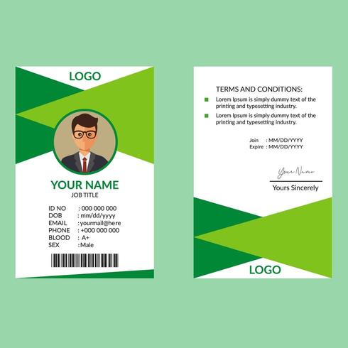 Cartão de identificação verde vetor