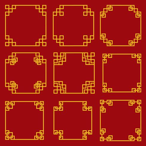 Coleção de molduras e bordas decorativas de estilo chinês vetor