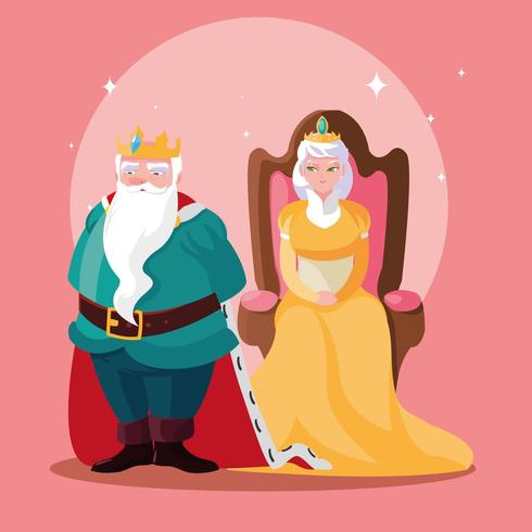 rei e rainha conto de fadas mágico vetor