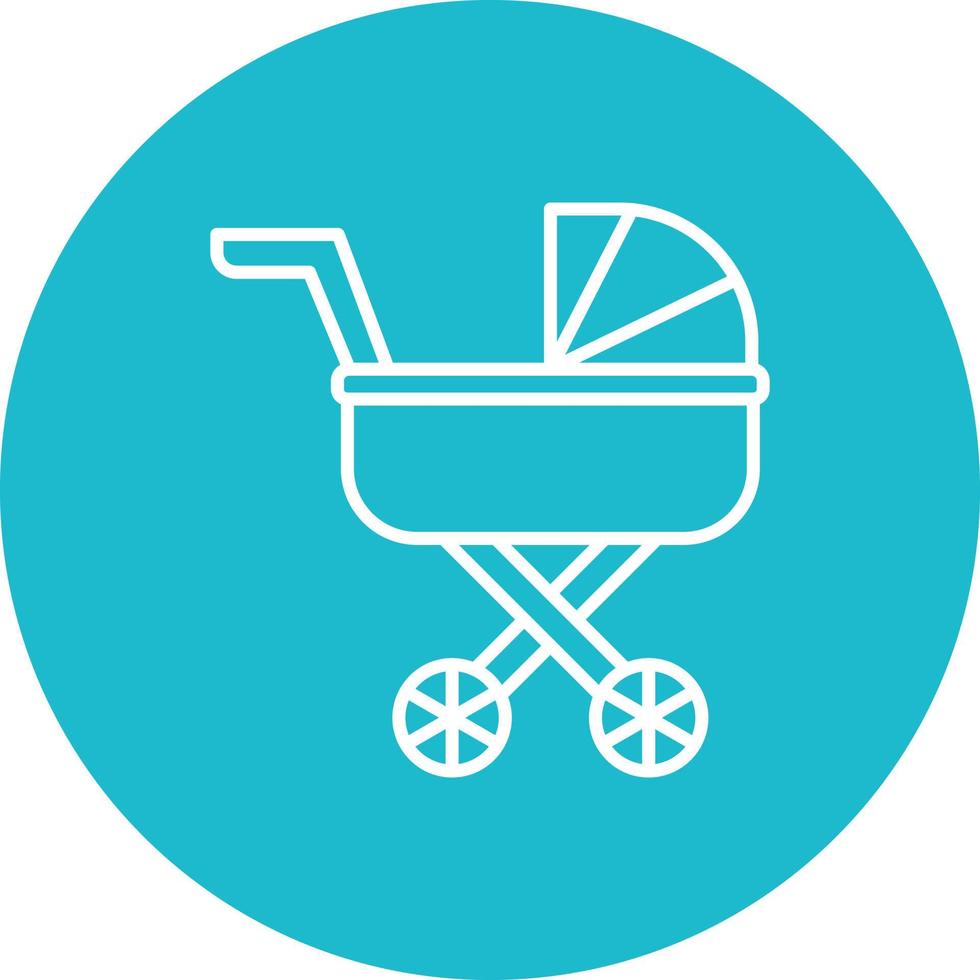 ícone de fundo de círculo de linha de carrinho de bebê vetor