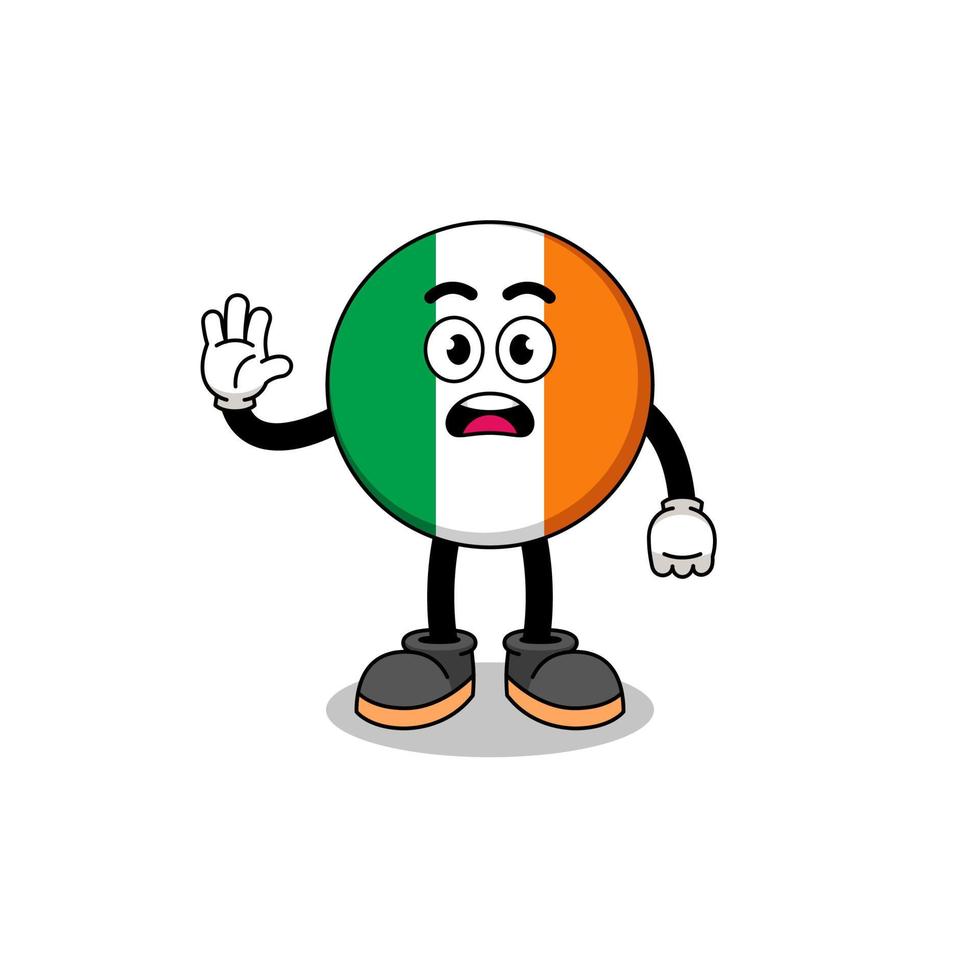 ilustração dos desenhos animados da bandeira da irlanda fazendo a mão de parada vetor
