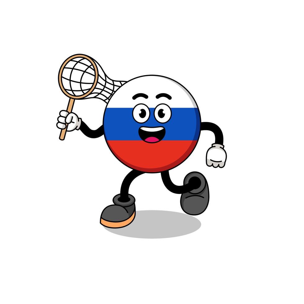 desenho da bandeira da rússia pegando uma borboleta vetor