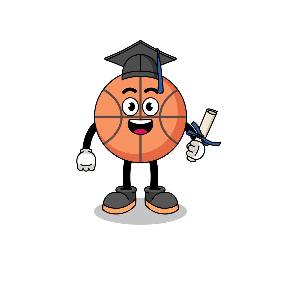 mascote de basquete com pose de formatura vetor