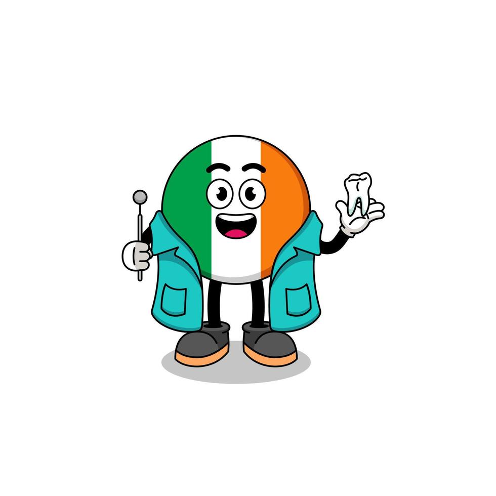 ilustração do mascote da bandeira da irlanda como dentista vetor