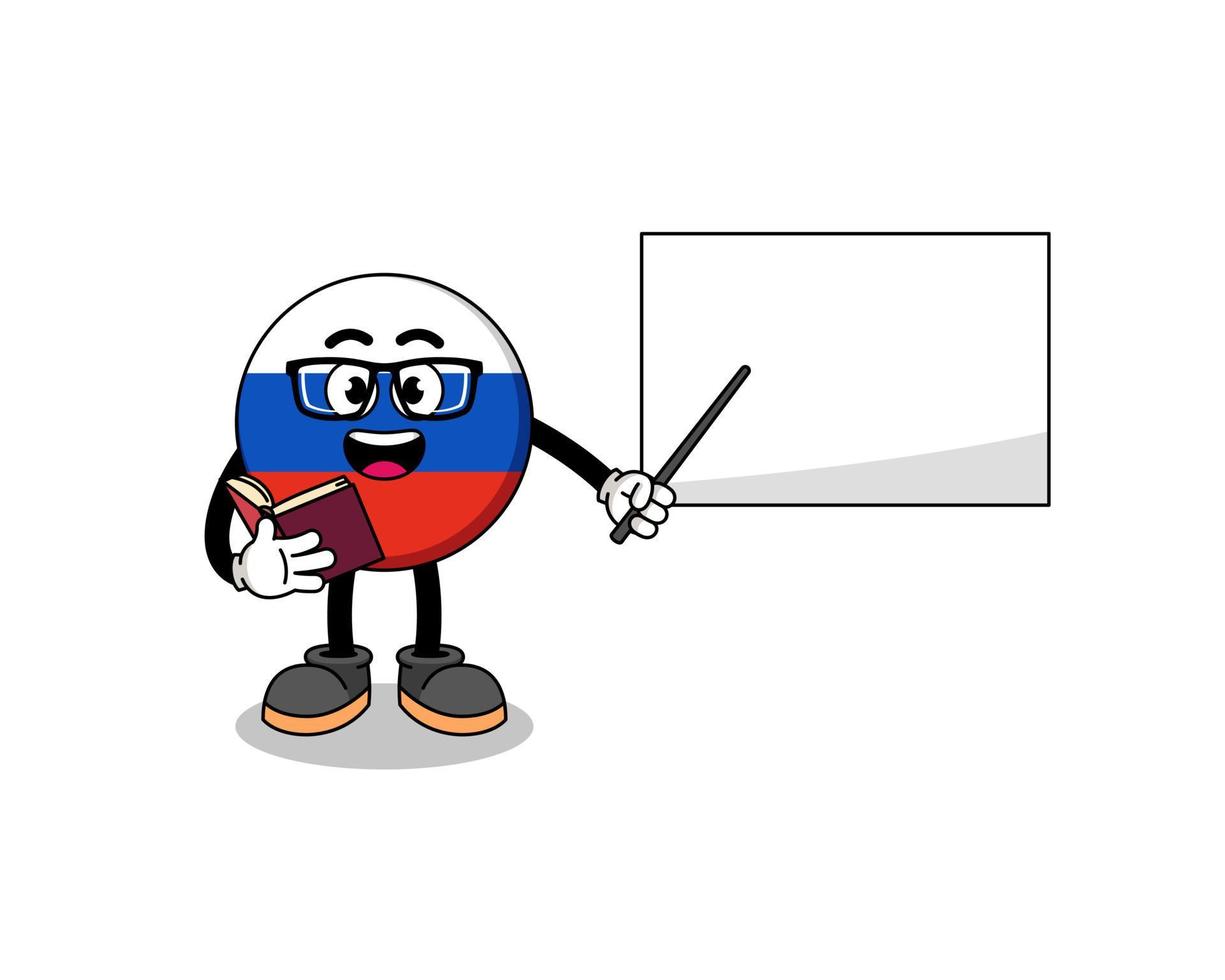 desenho de mascote do professor de bandeira da rússia vetor