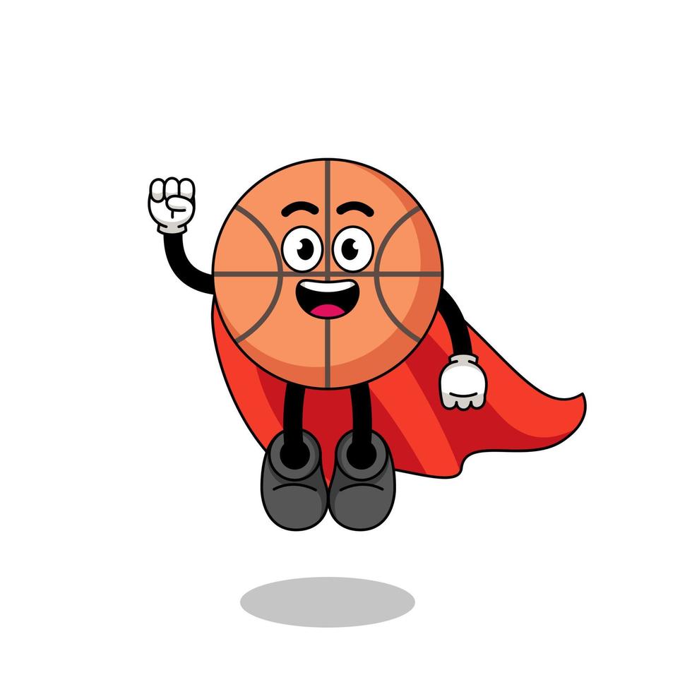 desenho de basquete com super-herói voador vetor