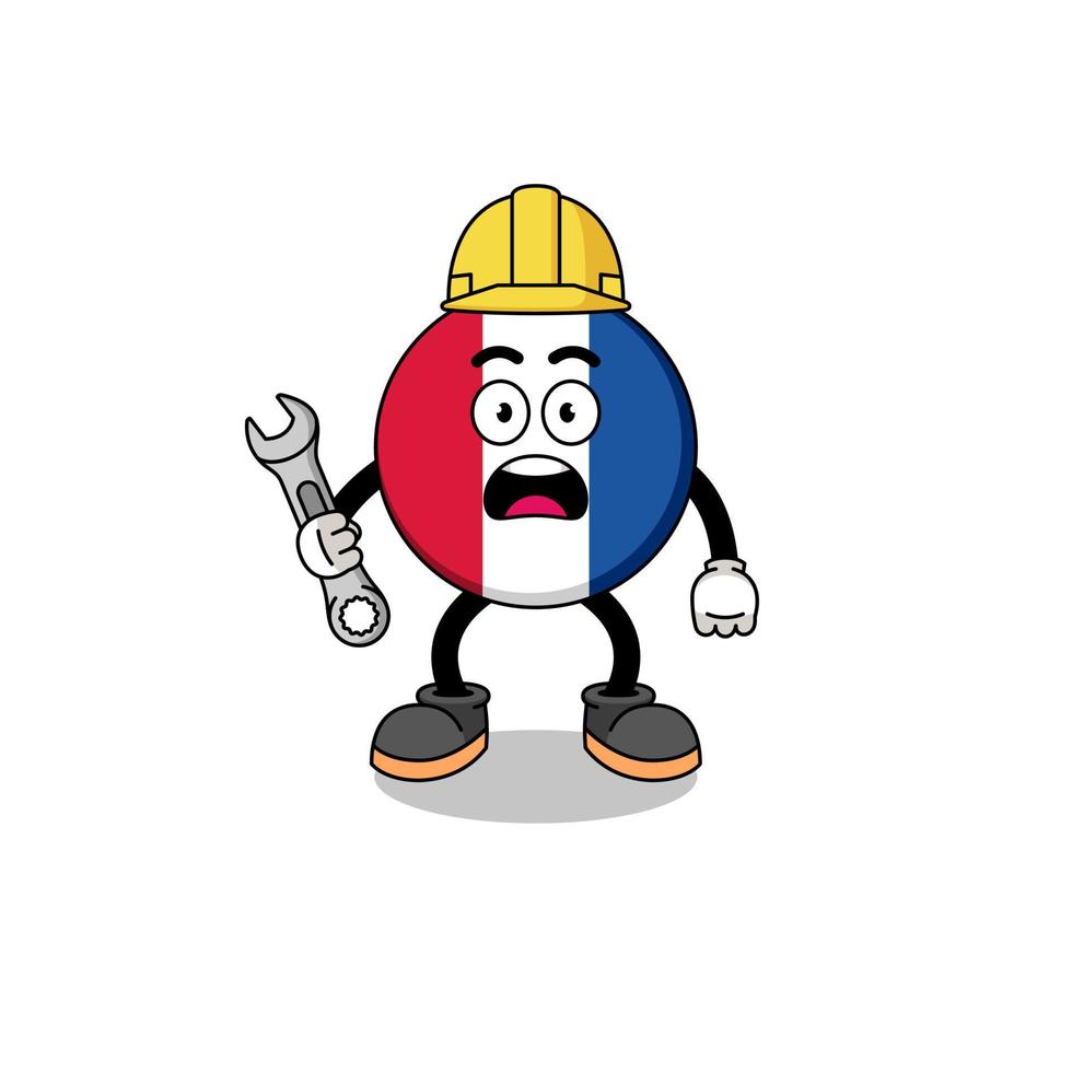 ilustração de personagem da bandeira da frança com erro 404 vetor