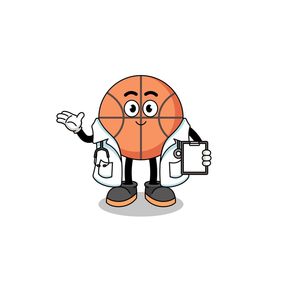 mascote dos desenhos animados do médico de basquete vetor